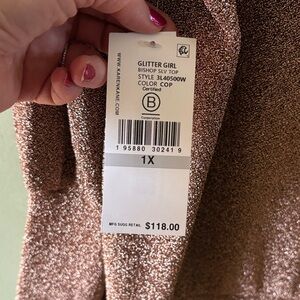 NEW Karen Kane Gold sparkle pullover crewneck dressy top